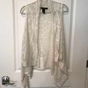 Casual Express Off White Lace Vest Size L